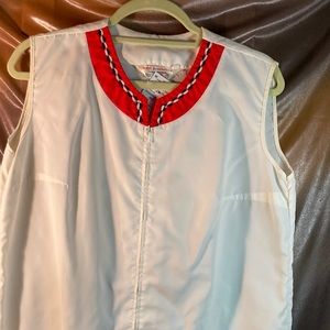 Vintage 1970’s white uniform‎ dress red neck detail. 42” chest 203